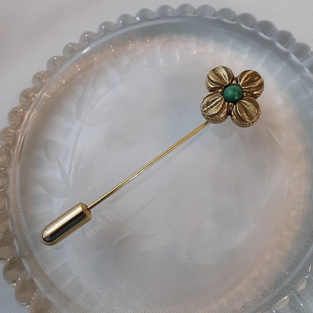 Lucky Vintage Four Leaf Clover Stick Pin